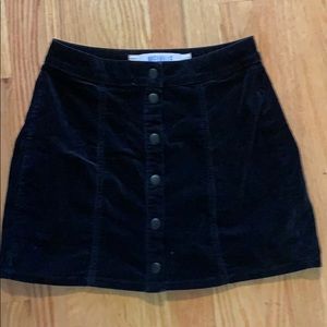 Black corduroy button skirt